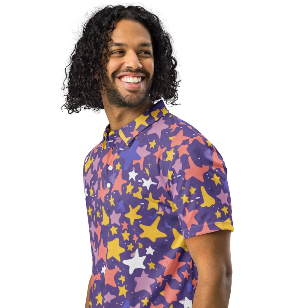 Starry Confetti on Men's Slim Fit Polo Shirt — Left Front