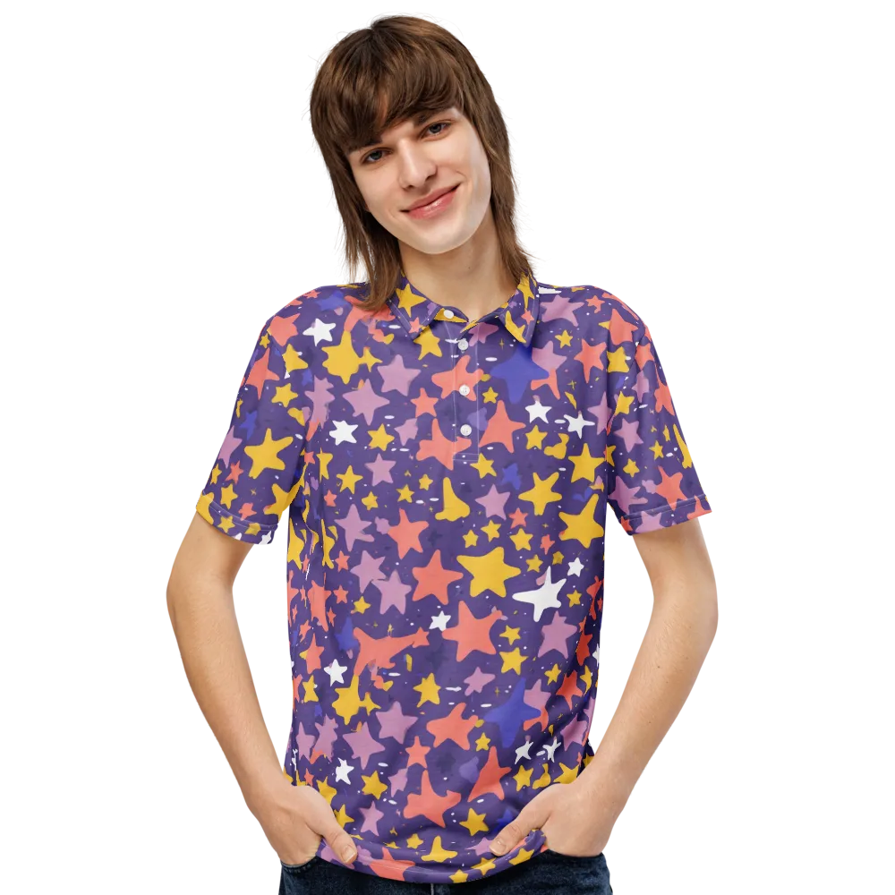 Starry Confetti on Men's Slim Fit Polo Shirt — Front