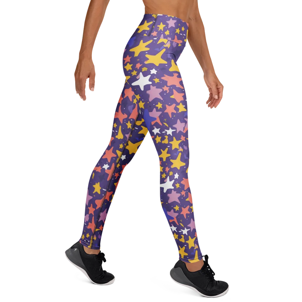 Starry Confetti on Yoga Leggings — Right