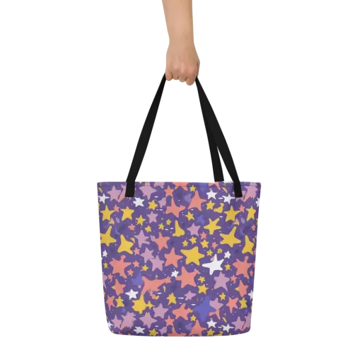 Starry Confetti on a Large Tote Bag W/ Pocket