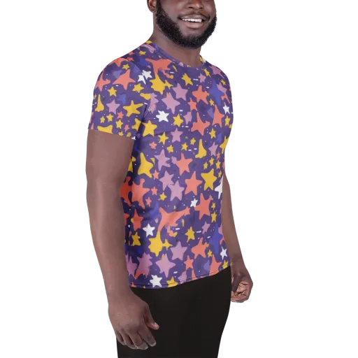 Starry Confetti on a Men's Athletic T-Shirt