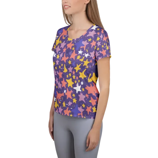 Starry Confetti on a Women's Athletic T-Shirt