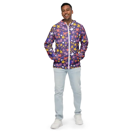 Starry Confetti on a Men's Windbreaker