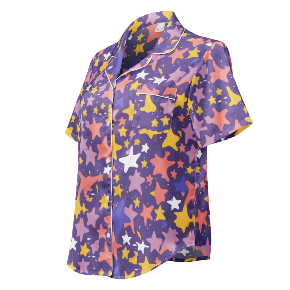 Starry Confetti on Women's Short Sleeve Pajama Top — Left Front