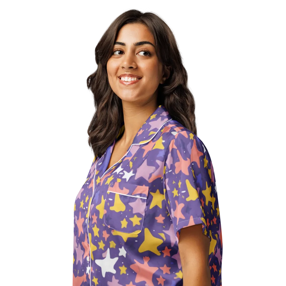 Starry Confetti on Women's Short Sleeve Pajama Top — Left Front