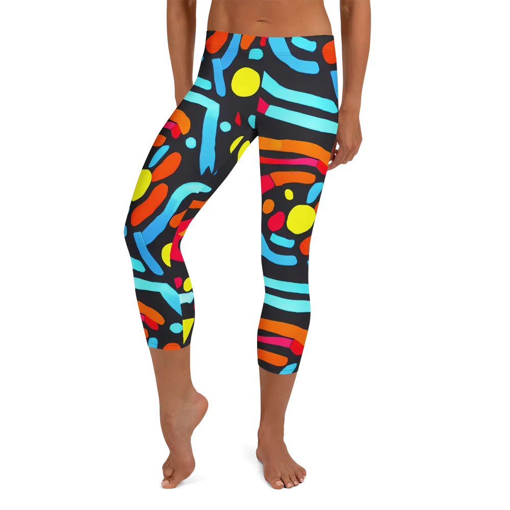 Midnight Stream on Capri Leggings — Front