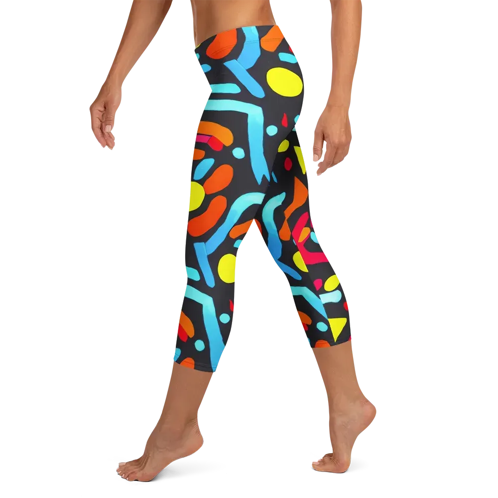 Midnight Stream on Capri Leggings — Left