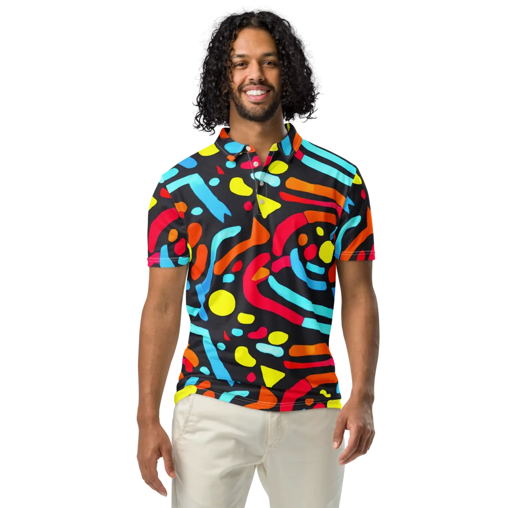Midnight Stream on Men's Slim Fit Polo Shirt — Front
