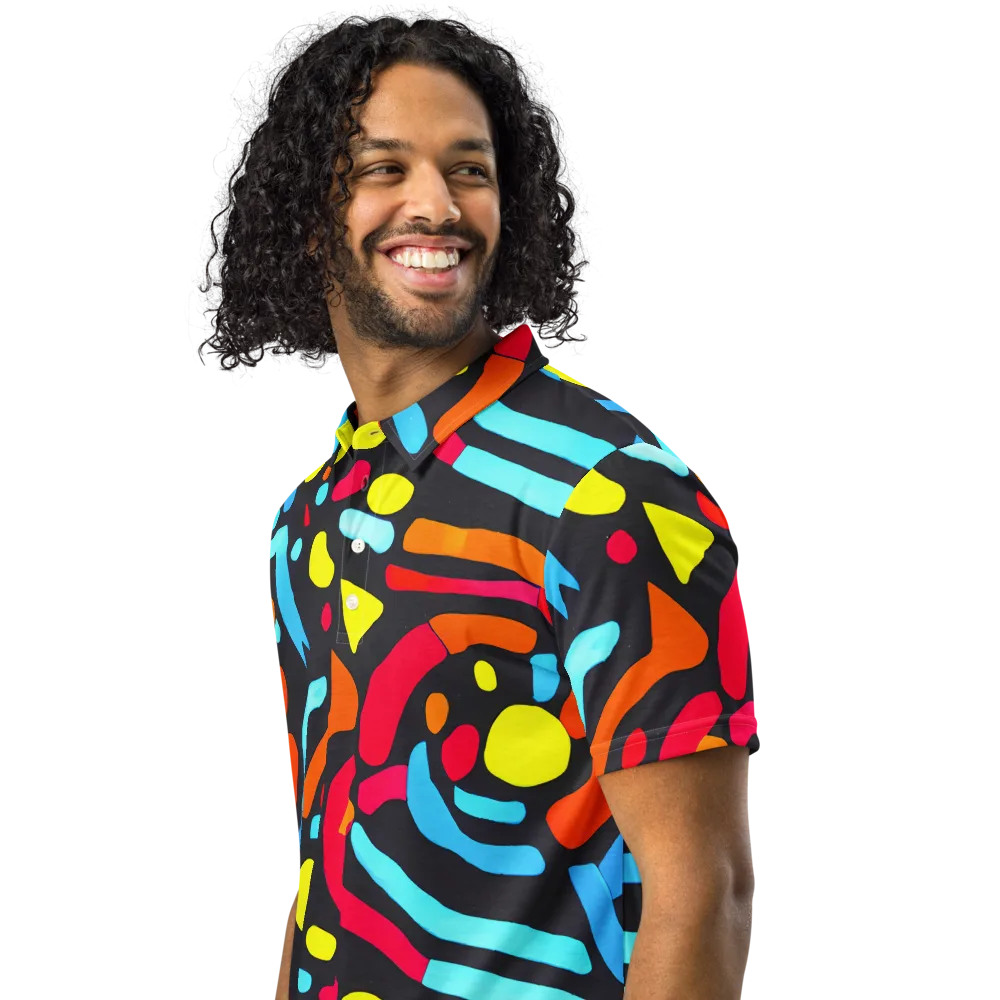 Midnight Stream on Men's Slim Fit Polo Shirt — Left Front