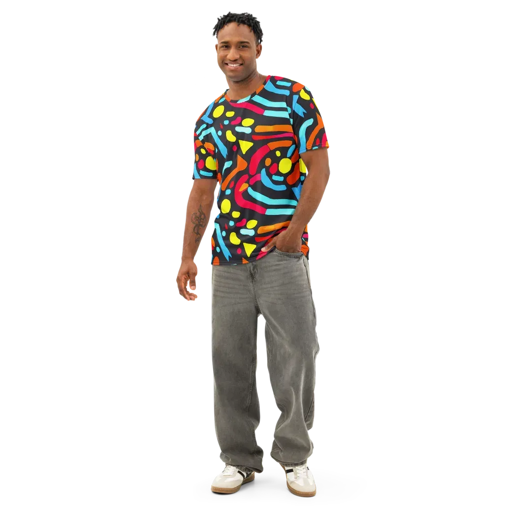 Midnight Stream on Men's Cotton Crew Neck T-Shirt — Front