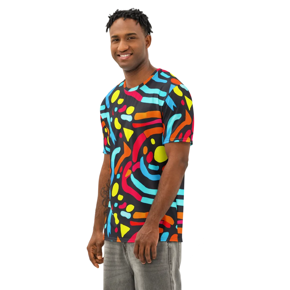 Midnight Stream on Men's Cotton Crew Neck T-Shirt — Left Front