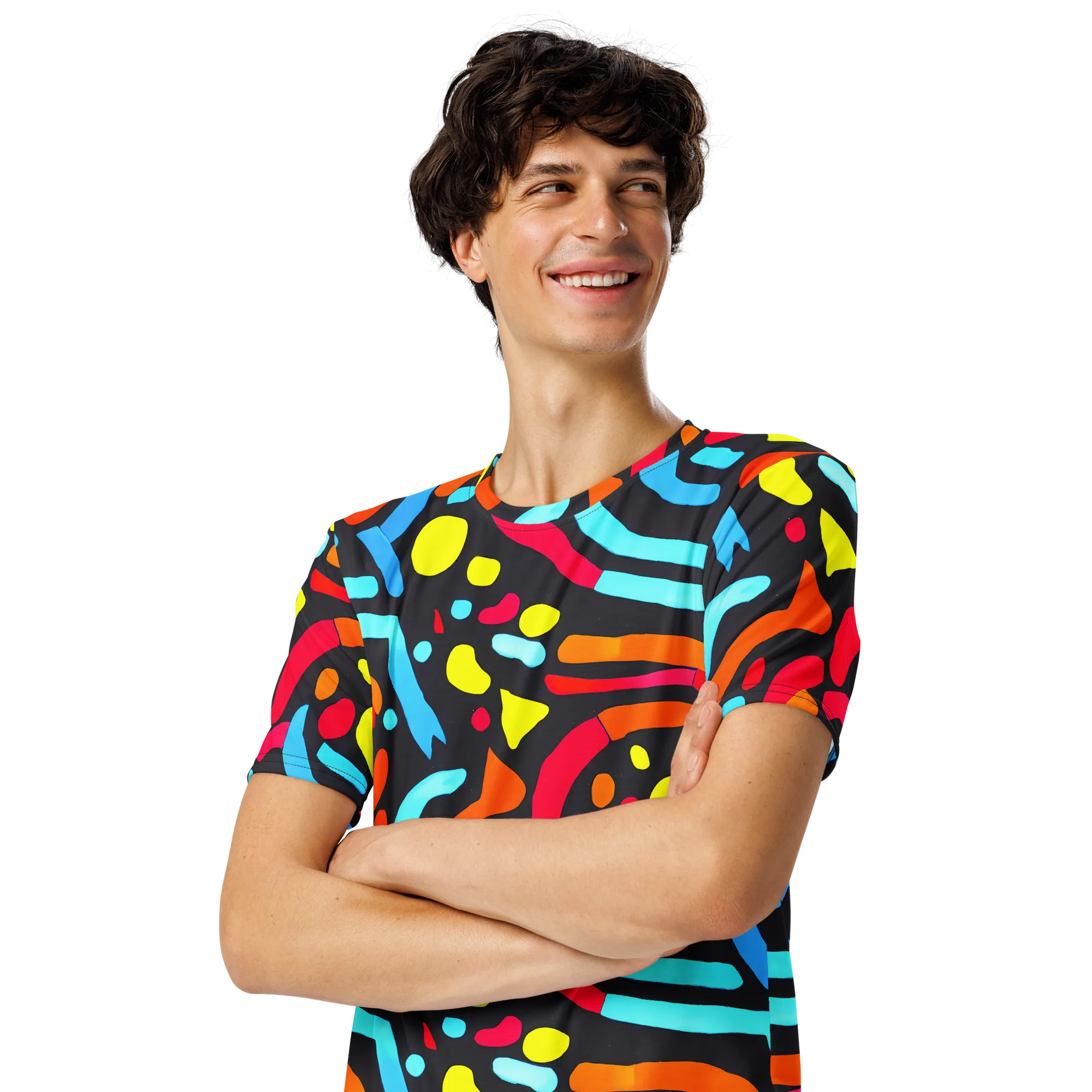 Midnight Stream on Men's Crew Neck T-Shirt — Left Front