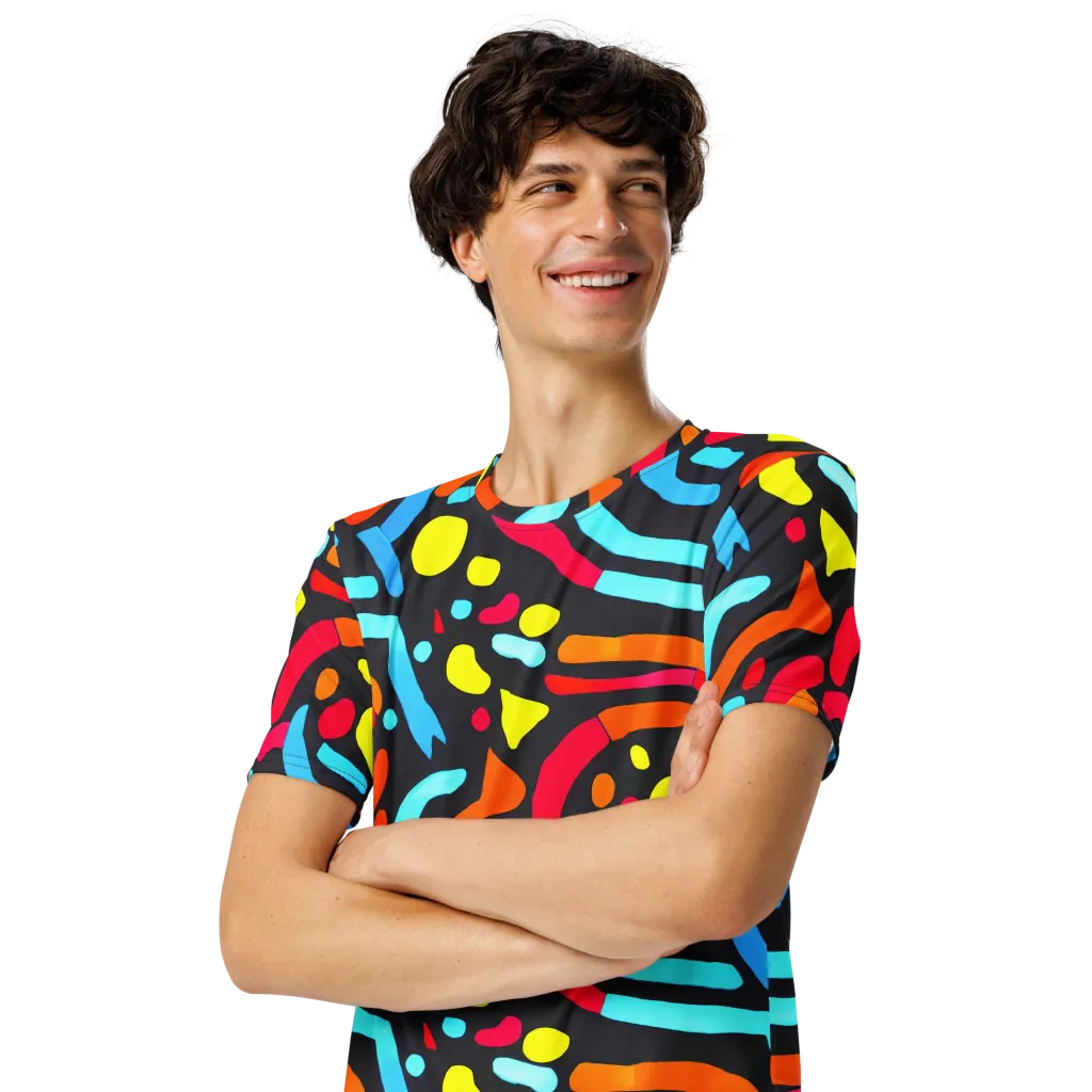 Midnight Stream on Men's Crew Neck T-Shirt — Left Front