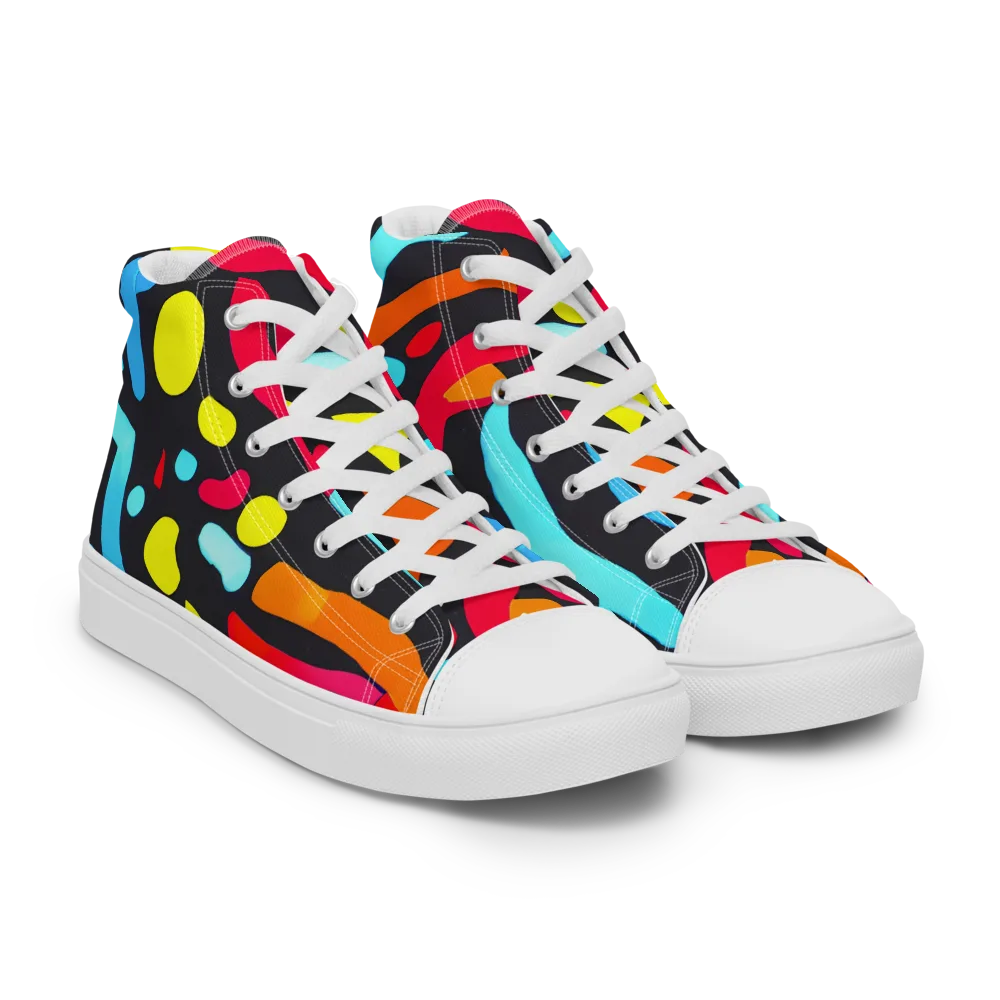 Midnight Stream on Men's High Top Canvas Shoes — Right Front