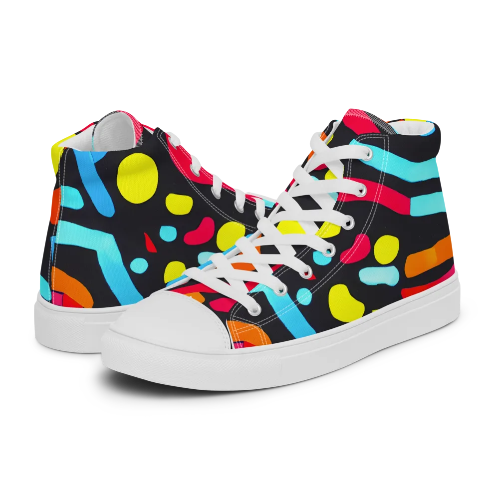 Midnight Stream on Men's High Top Canvas Shoes — Left