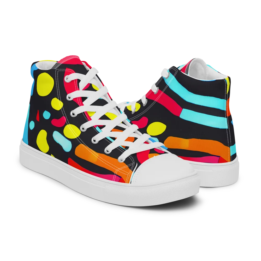 Midnight Stream on Men's High Top Canvas Shoes — Right