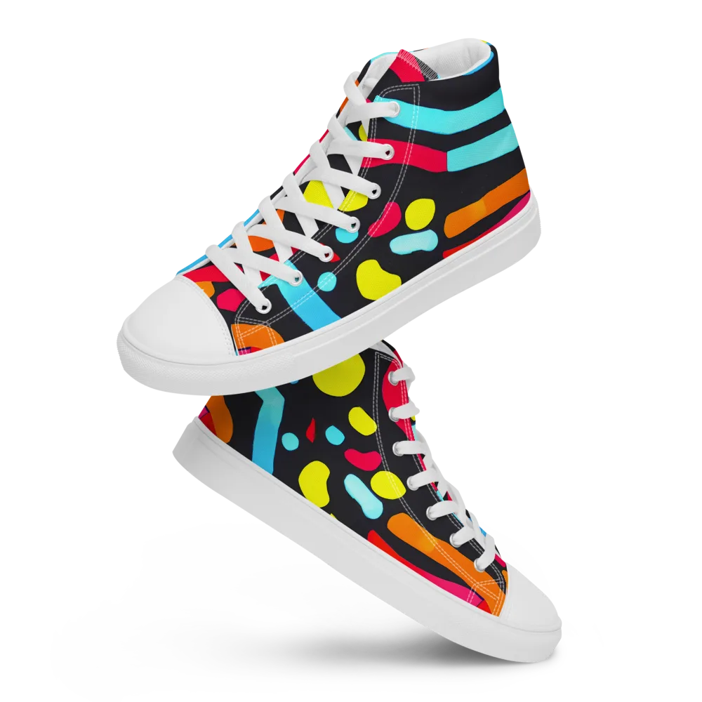 Midnight Stream on Men's High Top Canvas Shoes — Front