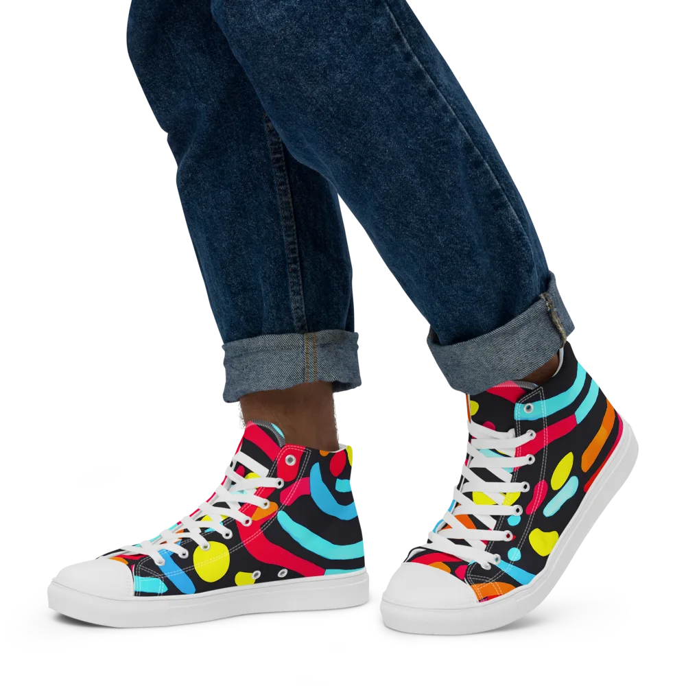 Midnight Stream on Men's High Top Canvas Shoes — Left