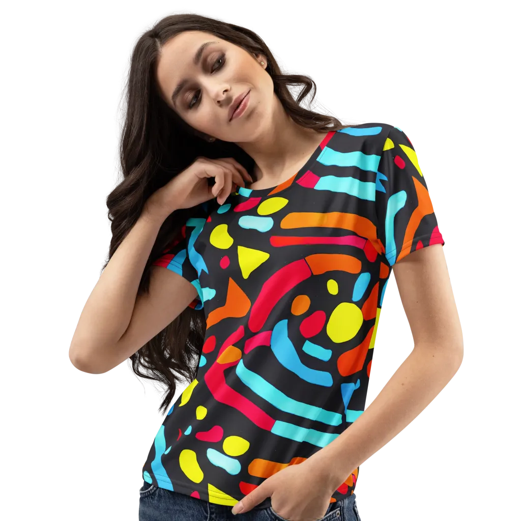 Midnight Stream on Women's Crew Neck T-Shirt — Left Front