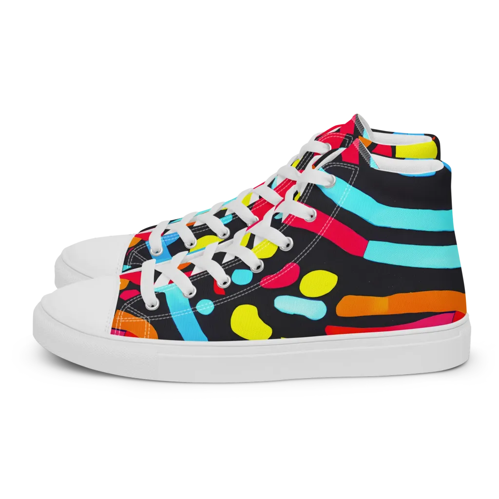 Midnight Stream on Women's High Top Canvas Shoes — Left
