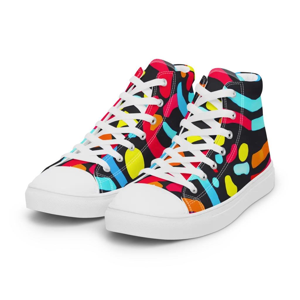 Midnight Stream on Women's High Top Canvas Shoes — Left Front