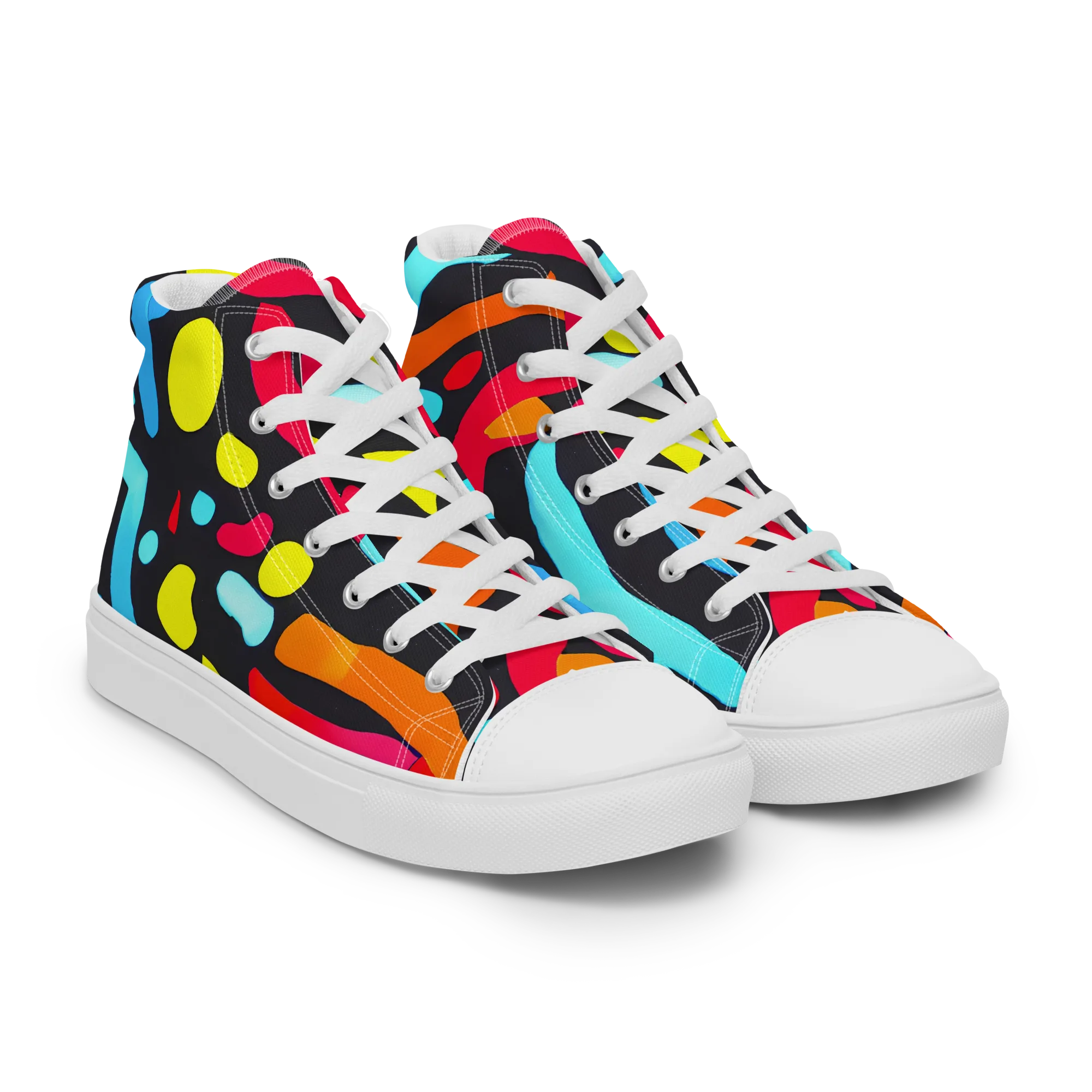Midnight Stream on Women's High Top Canvas Shoes — Right Front