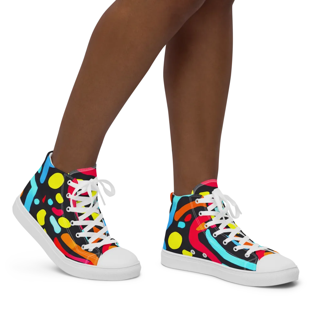 Midnight Stream on Women's High Top Canvas Shoes — Right