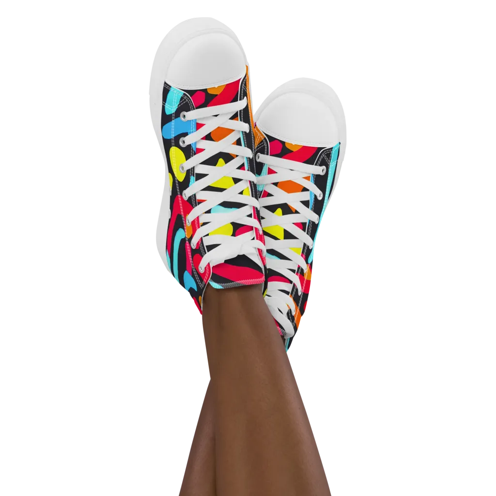 Midnight Stream on Women's High Top Canvas Shoes — Front