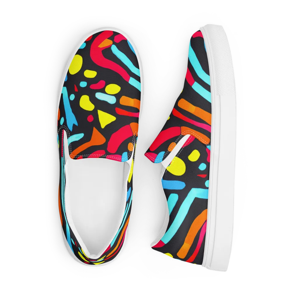Midnight Stream on Men's Slip-On Canvas Shoes — Front