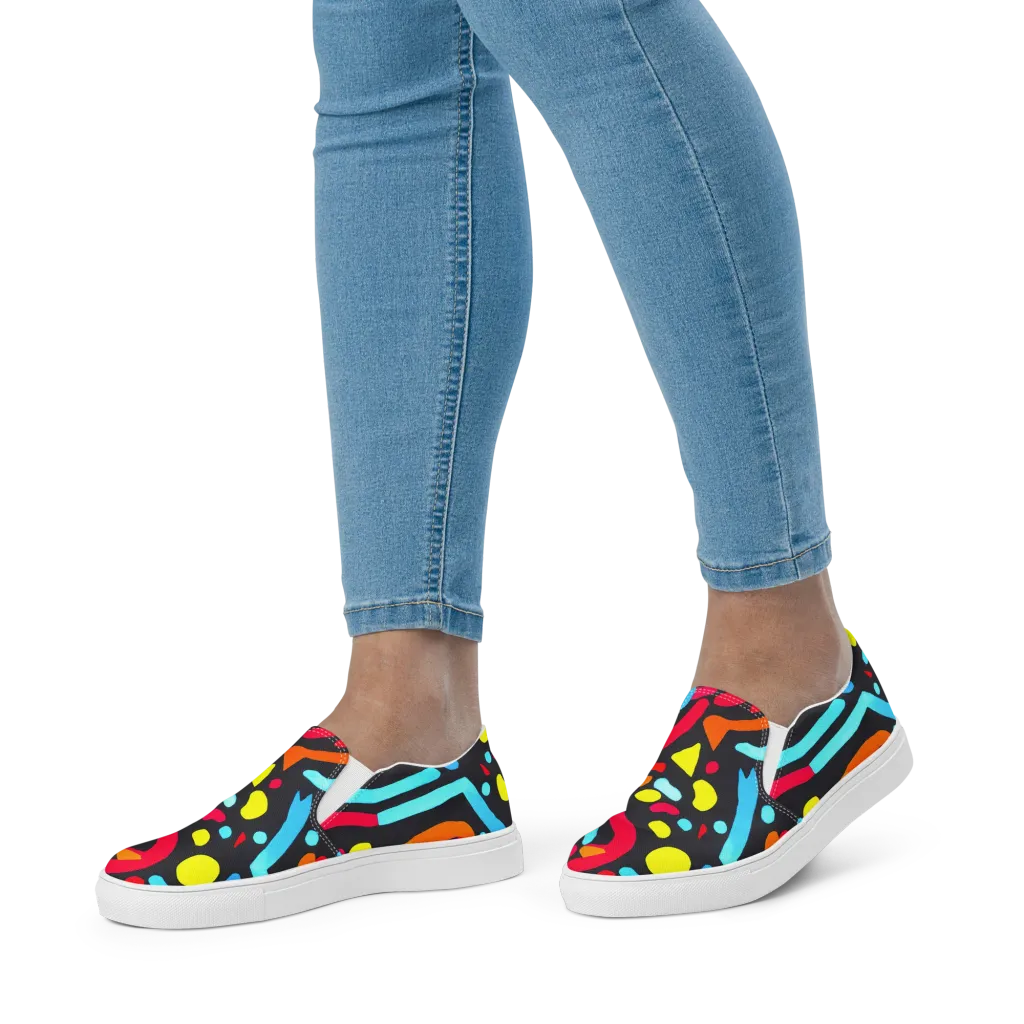 Midnight Stream on Women's Slip-On Canvas Shoes — Front