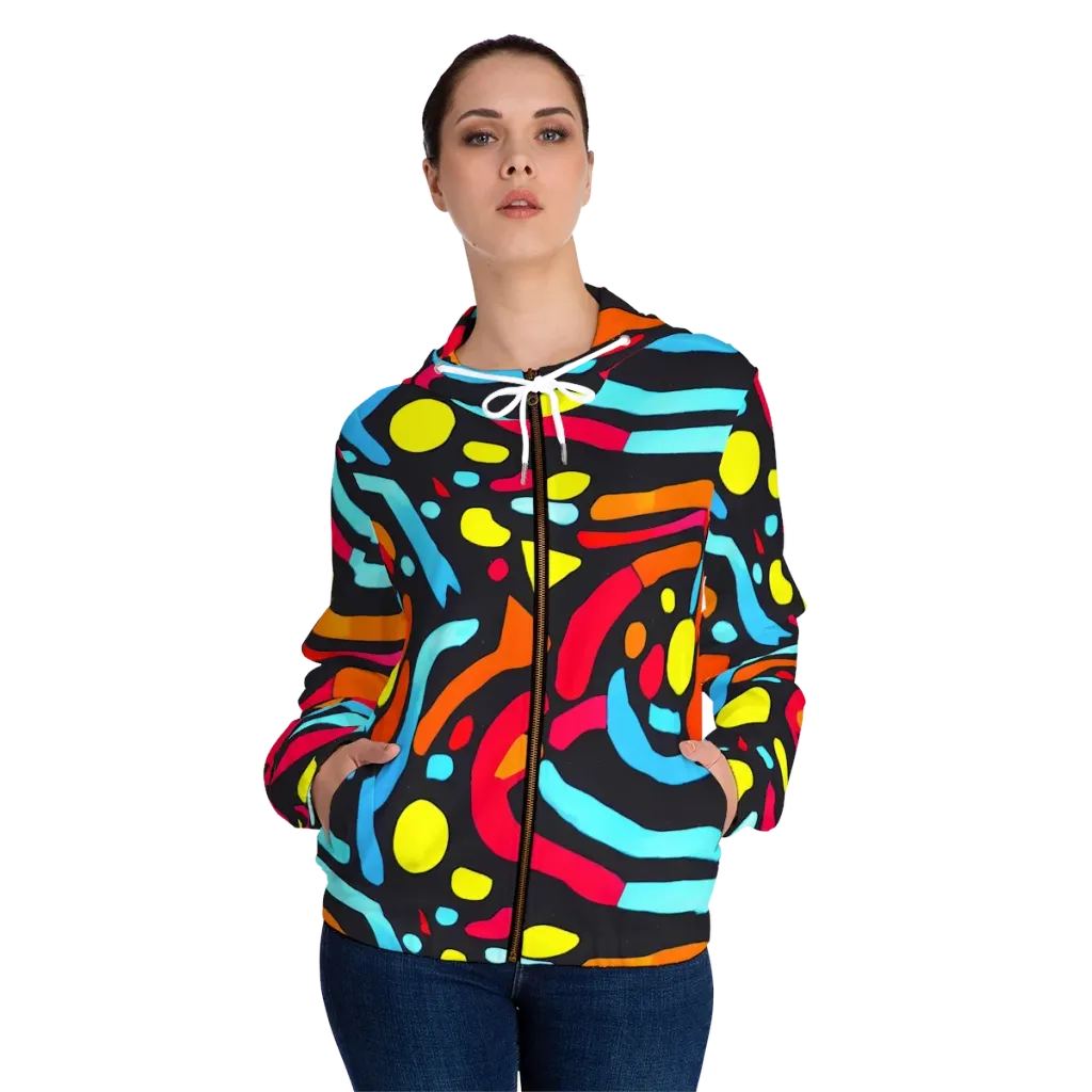 Midnight Stream on Women's Full-Zip Hoodie — Front On Person