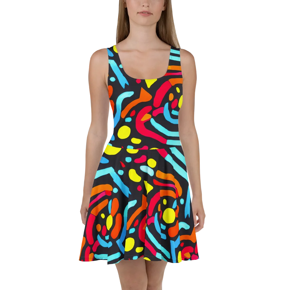 Midnight Stream on Skater Dress — Front