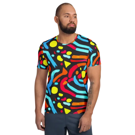 Midnight Stream on a Men's Athletic T-Shirt