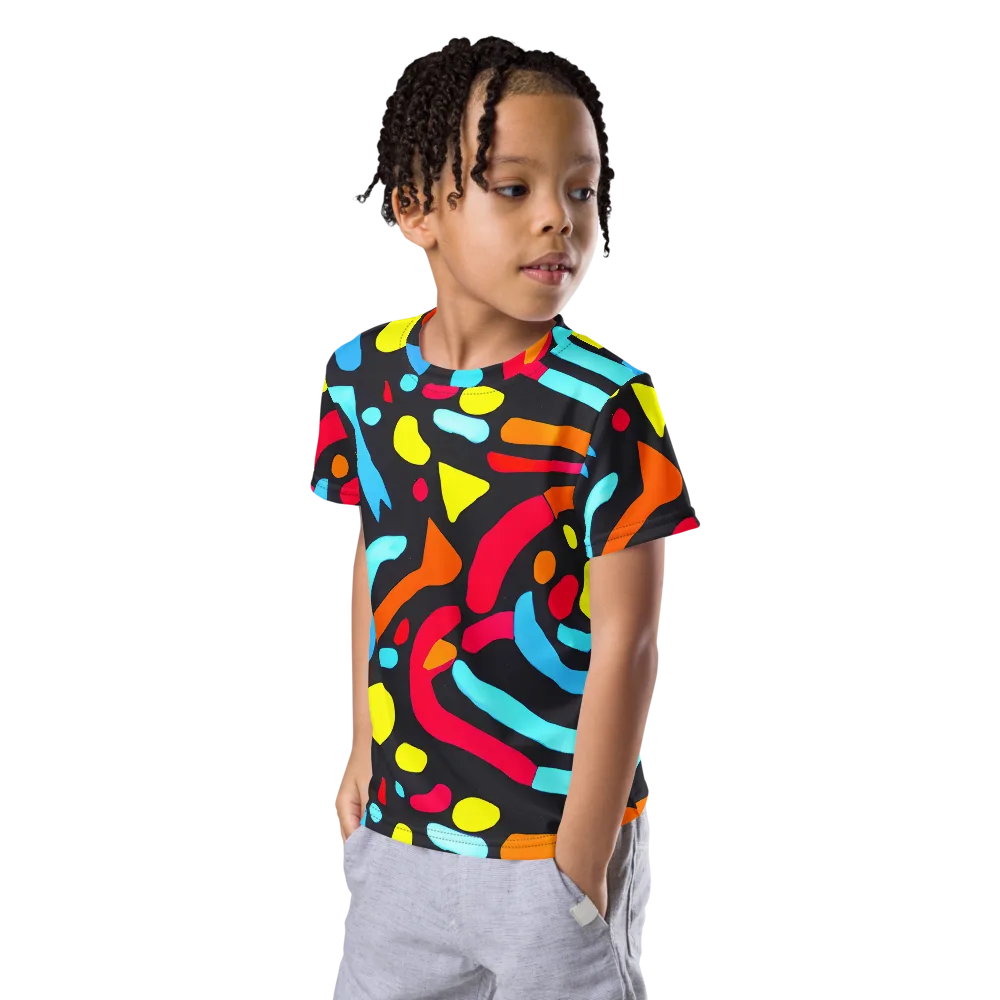 Midnight Stream on Kids Crew Neck T-Shirt — Left Front