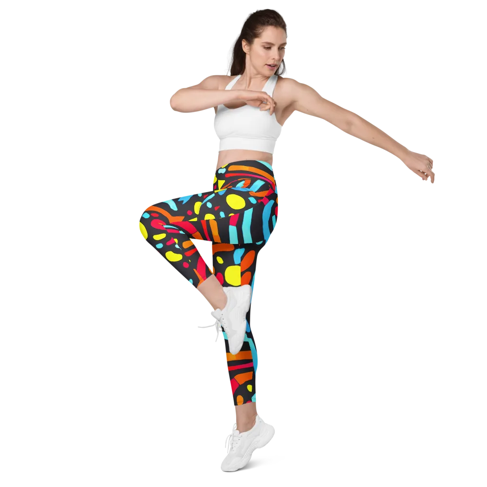 Midnight Stream on Leggings with Pockets — Left Front