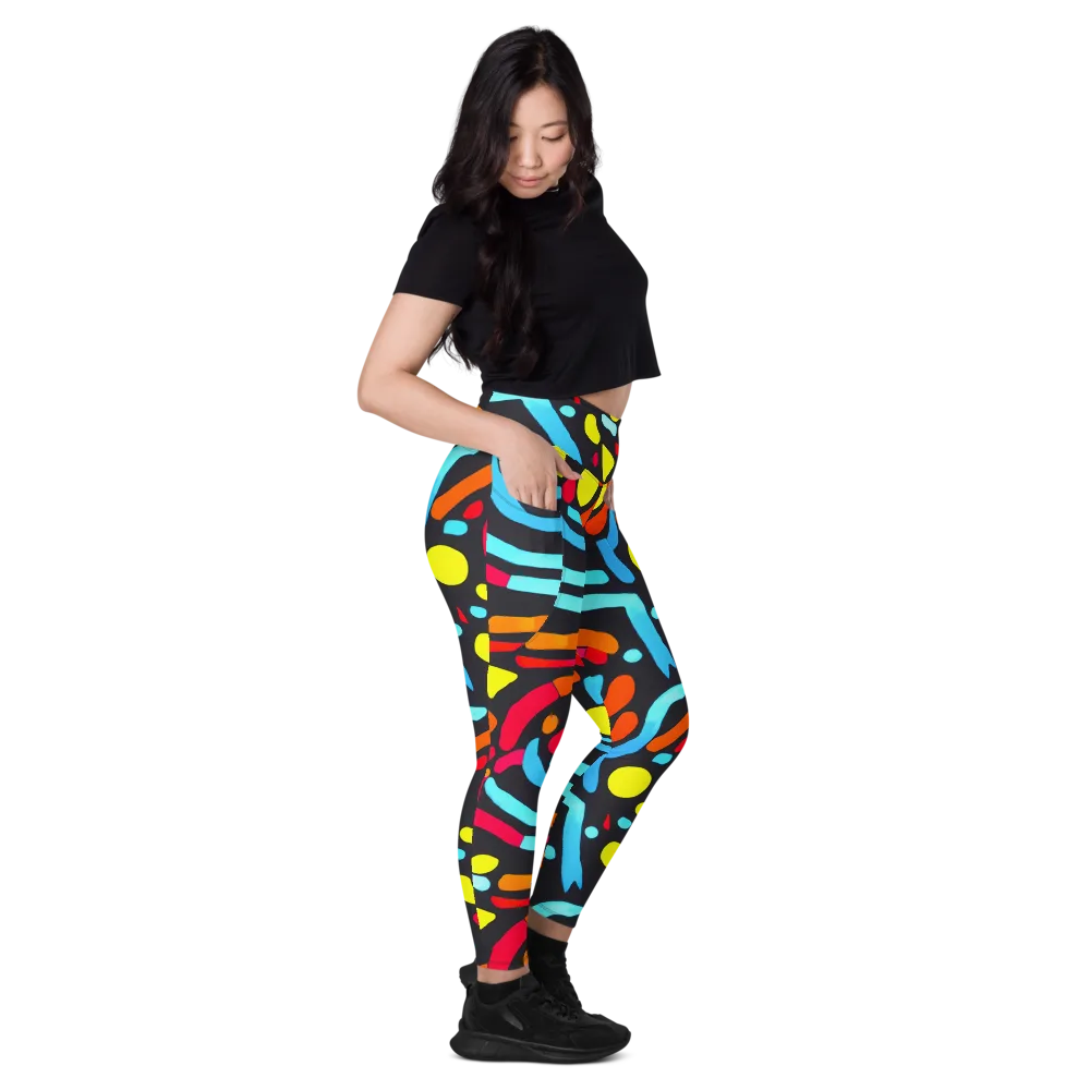 Midnight Stream on Leggings with Pockets — Right
