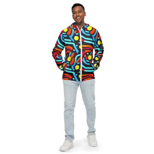 Midnight Stream on a Men's Windbreaker