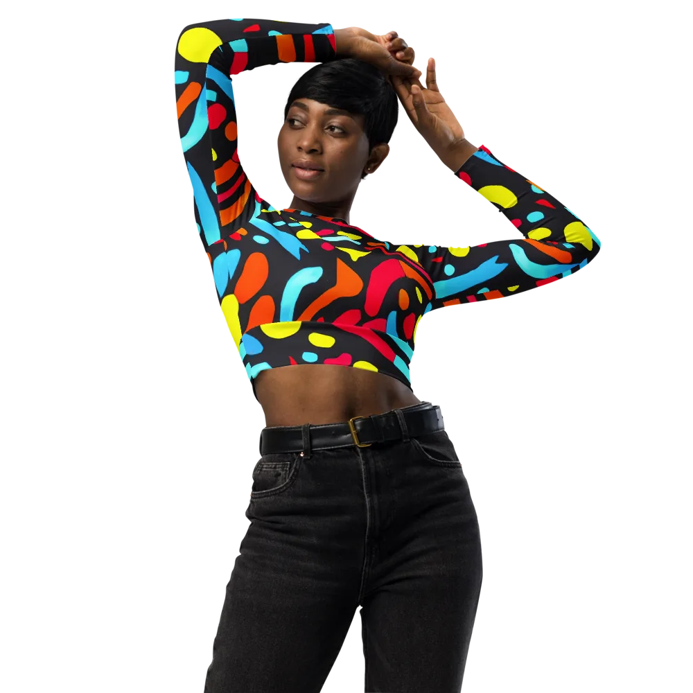 Midnight Stream on Long Sleeve Crop Top — Front
