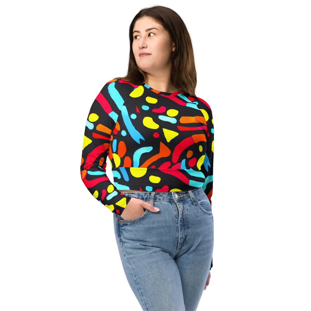 Midnight Stream on Long Sleeve Crop Top — Front