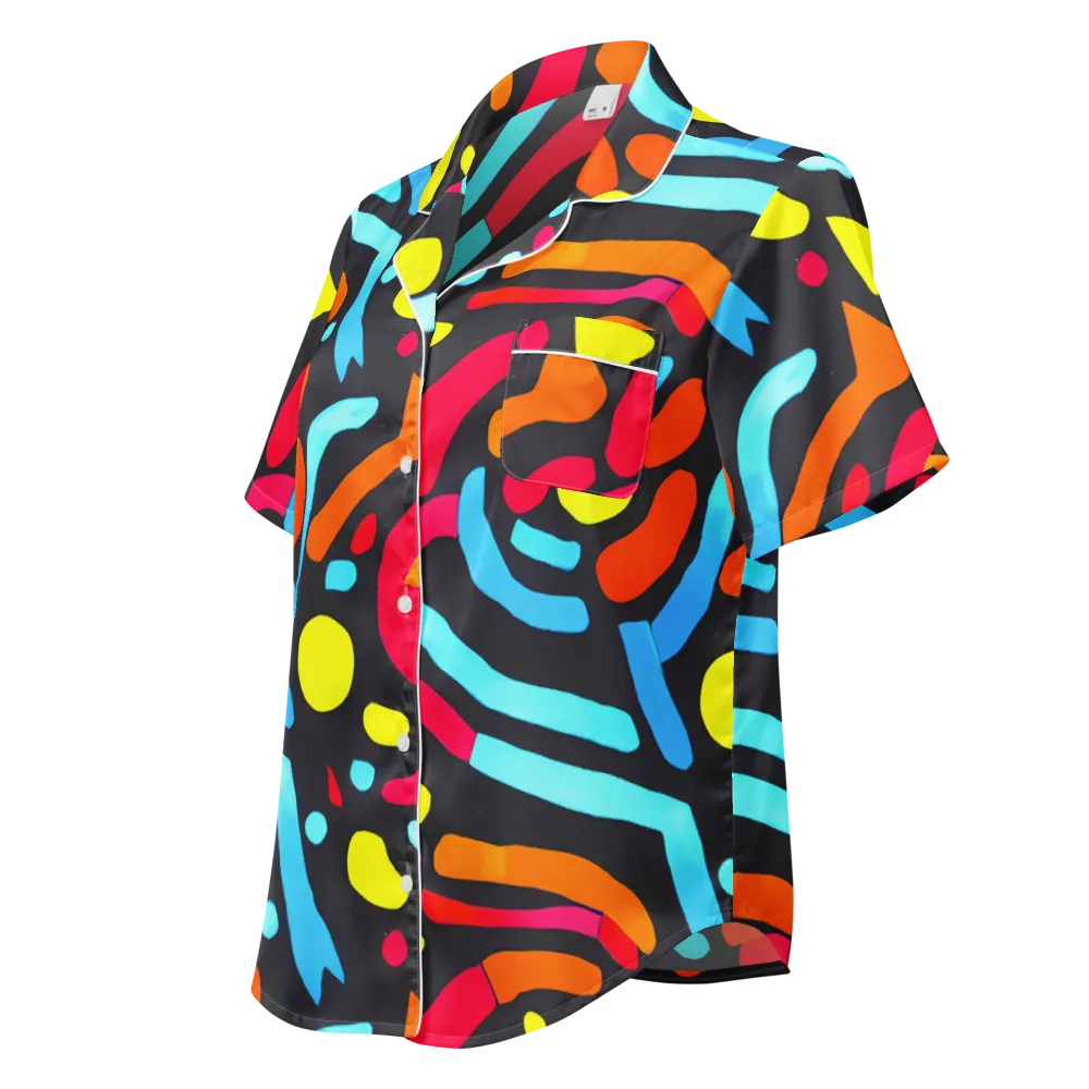 Midnight Stream on Women's Short Sleeve Pajama Top — Left Front