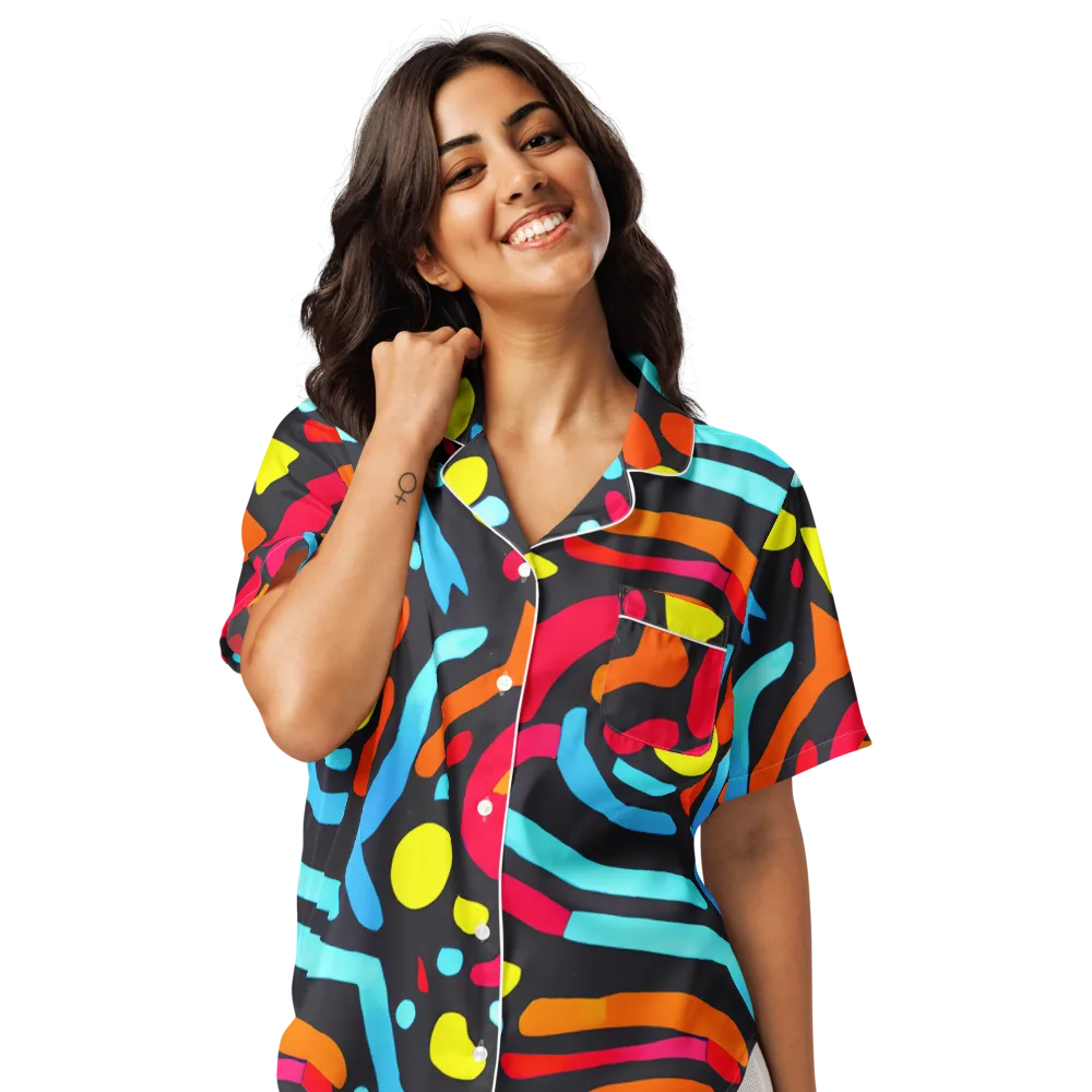 Midnight Stream on Women's Short Sleeve Pajama Top — Front