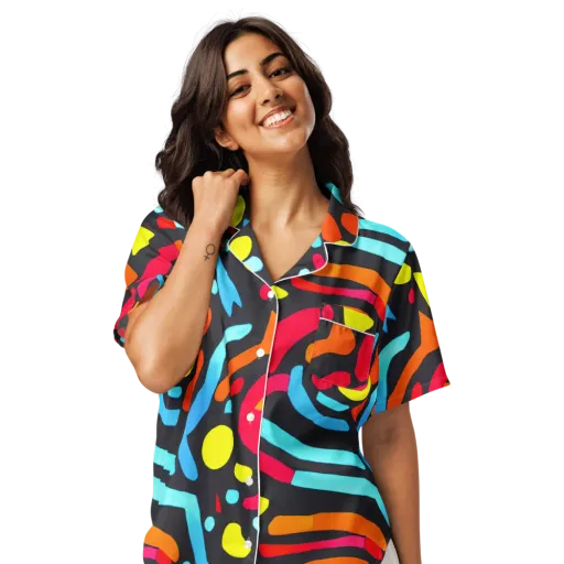 Midnight Stream on a Women's Short Sleeve Pajama Top