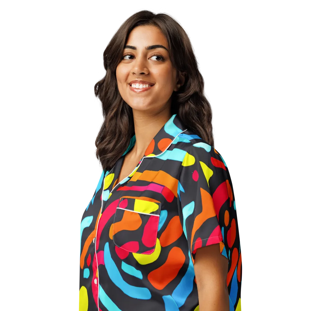 Midnight Stream on Women's Short Sleeve Pajama Top — Left Front