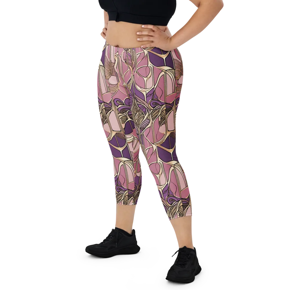 Mauve Filigree on Capri Leggings — Front
