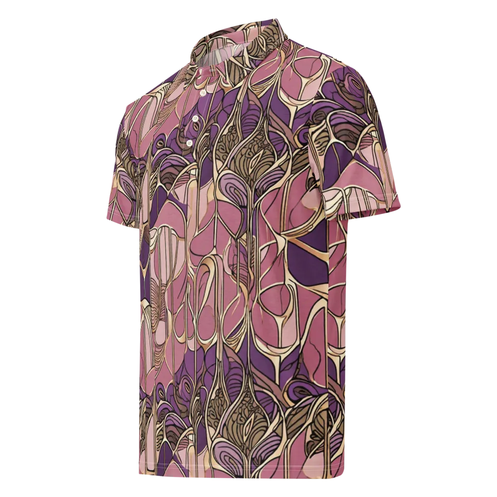 Mauve Filigree on Men's Slim Fit Polo Shirt — Left Front