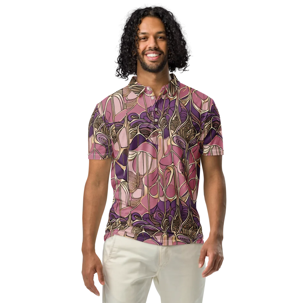 Mauve Filigree on Men's Slim Fit Polo Shirt — Front