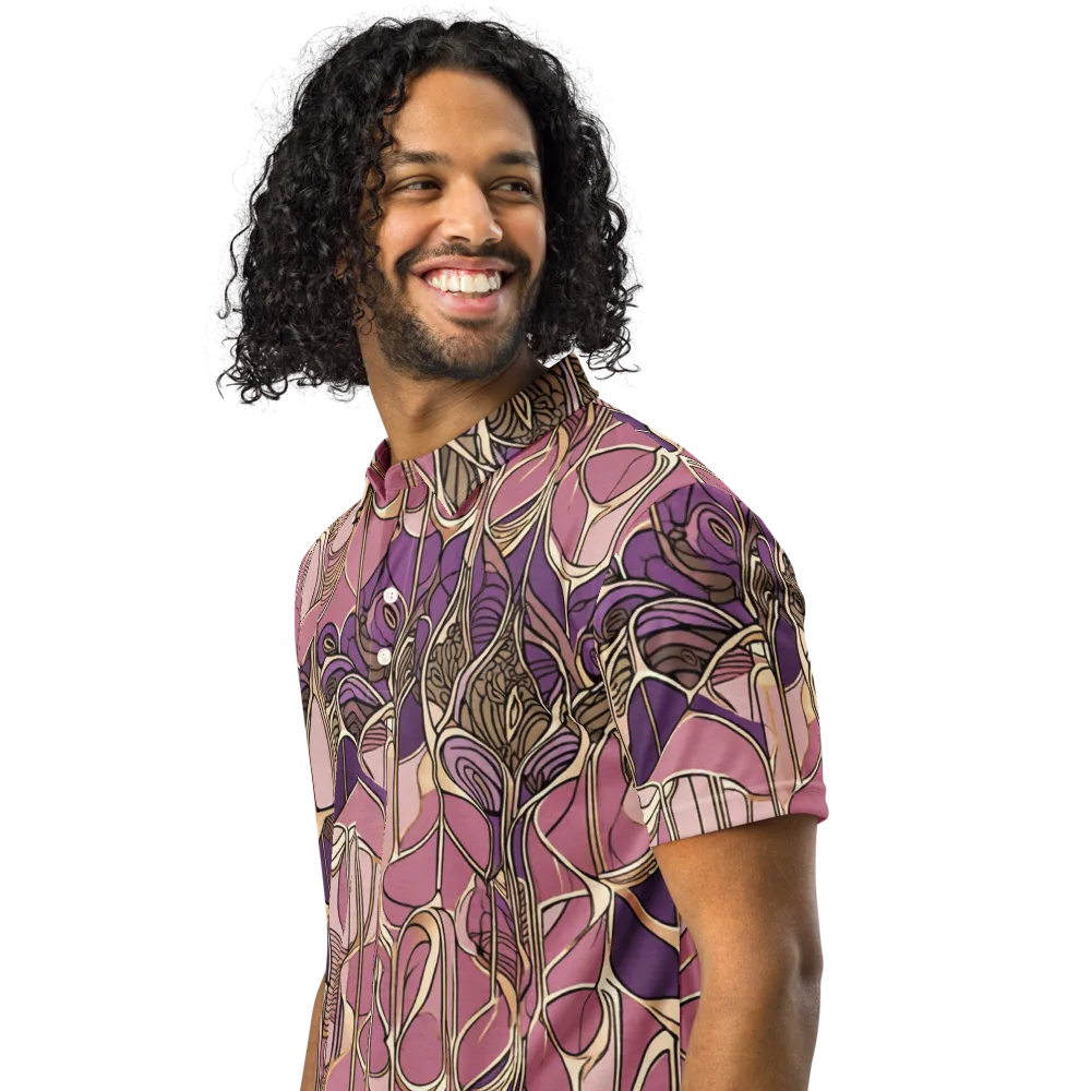 Mauve Filigree on Men's Slim Fit Polo Shirt — Left Front
