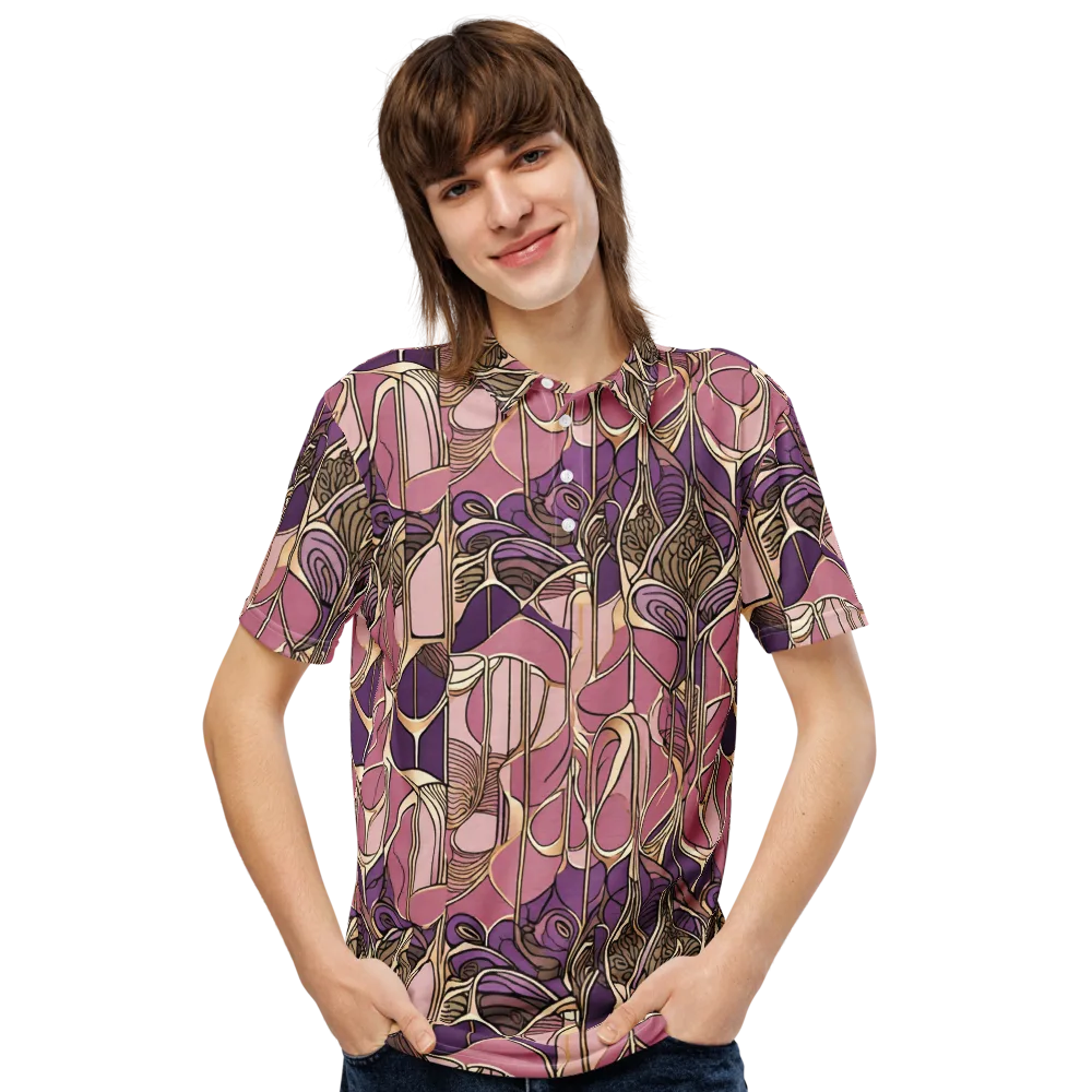 Mauve Filigree on Men's Slim Fit Polo Shirt — Front