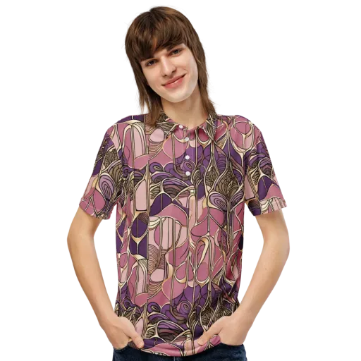 Mauve Filigree on a Men's Slim Fit Polo Shirt