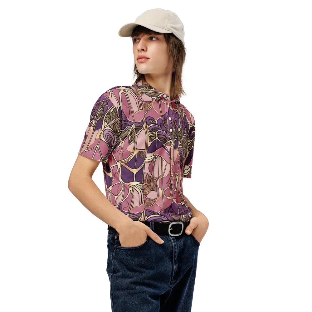 Mauve Filigree on Men's Slim Fit Polo Shirt — Right Front